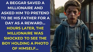 A BEGGAR SAVED A MILLIONAIRE AND ASKED HIM TO PRETEND TO BE HIS FATHER FOR A DAY AS A REWARD...