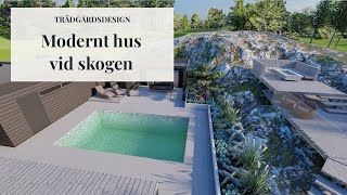 Modernt hus vid skogen // Natalia Lindberg Trädgårdsdesign