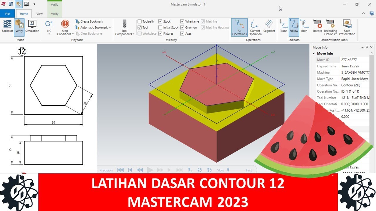 Latihan Dasar 12 MasterCAM 2023 | Materi Belajar CNC | Menu Milling ...