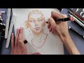 Рисуем портрет поэтапно спиртовыми маркерами sketchmarker