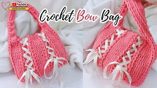 🔥 Super Cute Crochet Bow Bag 🎀 Easy Step-by-Step Tutorial | Mimi Crochet