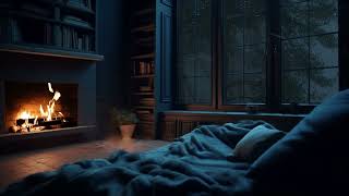 Cozy Reading Nook Ambience with Thunderstorm Sounds & Crackling Fireplace for sleep, study, relax