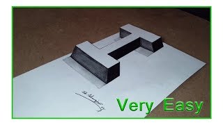 Very Easy!! How To Drawing 3D Floating Letter I #2   Anamorphic Illusion   3D Trick Art on paper