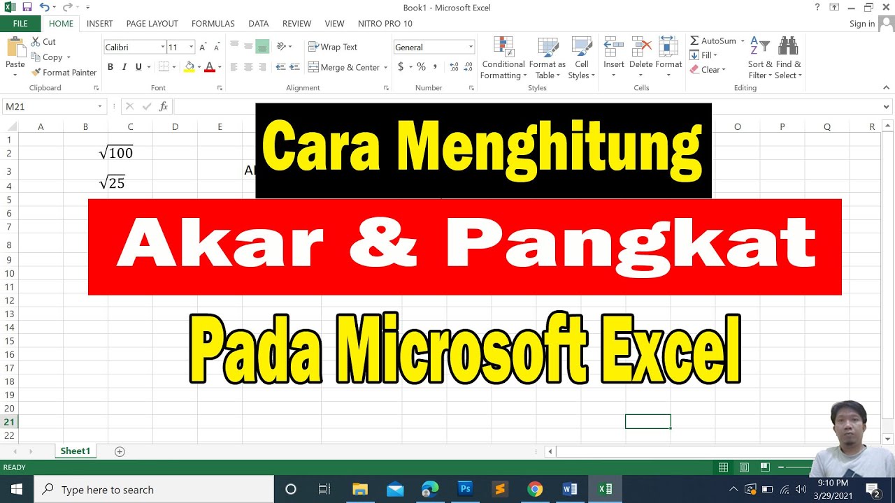 Cara Menghitung Rumus Akar Dan Pangkat Di Excel - YouTube