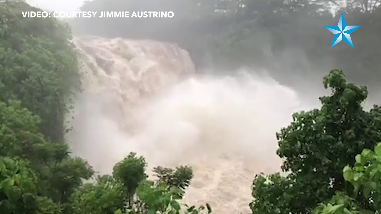 Rainbow Falls In Hilo Rages As Hurricane Lane Arrives - YouTube