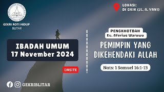 Khotbah Umum Ev. Aferius Waruwu 17 November 2024  GeKRI BLITAR