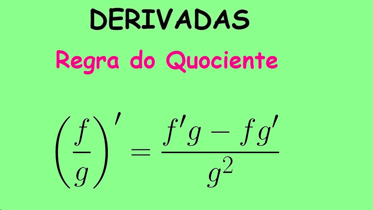 Regras De Derivação - Regra Do Quociente (Com Dedução Da Fórmula) - YouTube