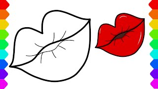 How to draw a kissing lip| Very easy drawing and Coloring for kids.
