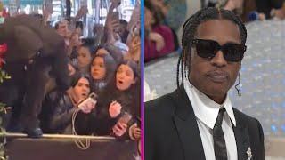 A$AP Rocky JUMPS Over Fan to Climb Barrier Before Met Gala