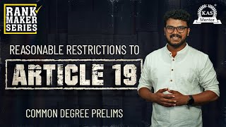 Reasonable Restrictions to Article 19 | Rank Maker Series | Common Degree Prelims