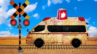 【踏切アニメ】錆びた救急車をすいこむふみきりカンカン |  Railroad crossing that sucks in a rusted ambulance