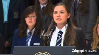 Belfast schoolgirl Hannah Nelson steals show before Barack Obama speech