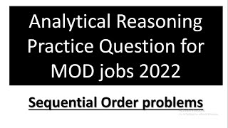 Analytical Reasoning (Tips and Tricks) : Sequential order problems | CSS | PMS | NTS | SPS | MOD