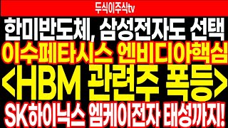 HBM관련주 폭등장, 한미반도체 삼성전자도 선택!! 이수페타시스 엔비디아 핵심, SK하이닉스 엠케이전자 태성 등 폭등!! feat.두식이주식tv