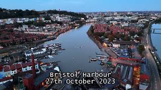 Drone flight over Bristol Harbour (UK) in the evening half-light 27th Oct 2023 - DJI Mini 4 drone