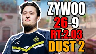 ZywOo (26-9) rt:2.03 5-STACK l EU FACEIT RANKED (dust2) | #cs2 #pov