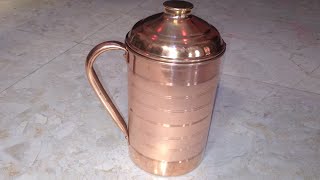 Amozon Sopping❣Metal mission Pure Copper Tamba Jag 1700 ML Storage Water Kitchen,Office for Health❤