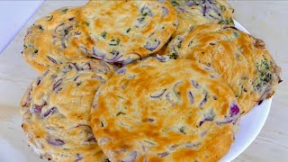 Afghani  Fateer Pyazi Recipe ✅Onion Naan Pyazi  فطیر ورقی پیازی بی حد با مزه