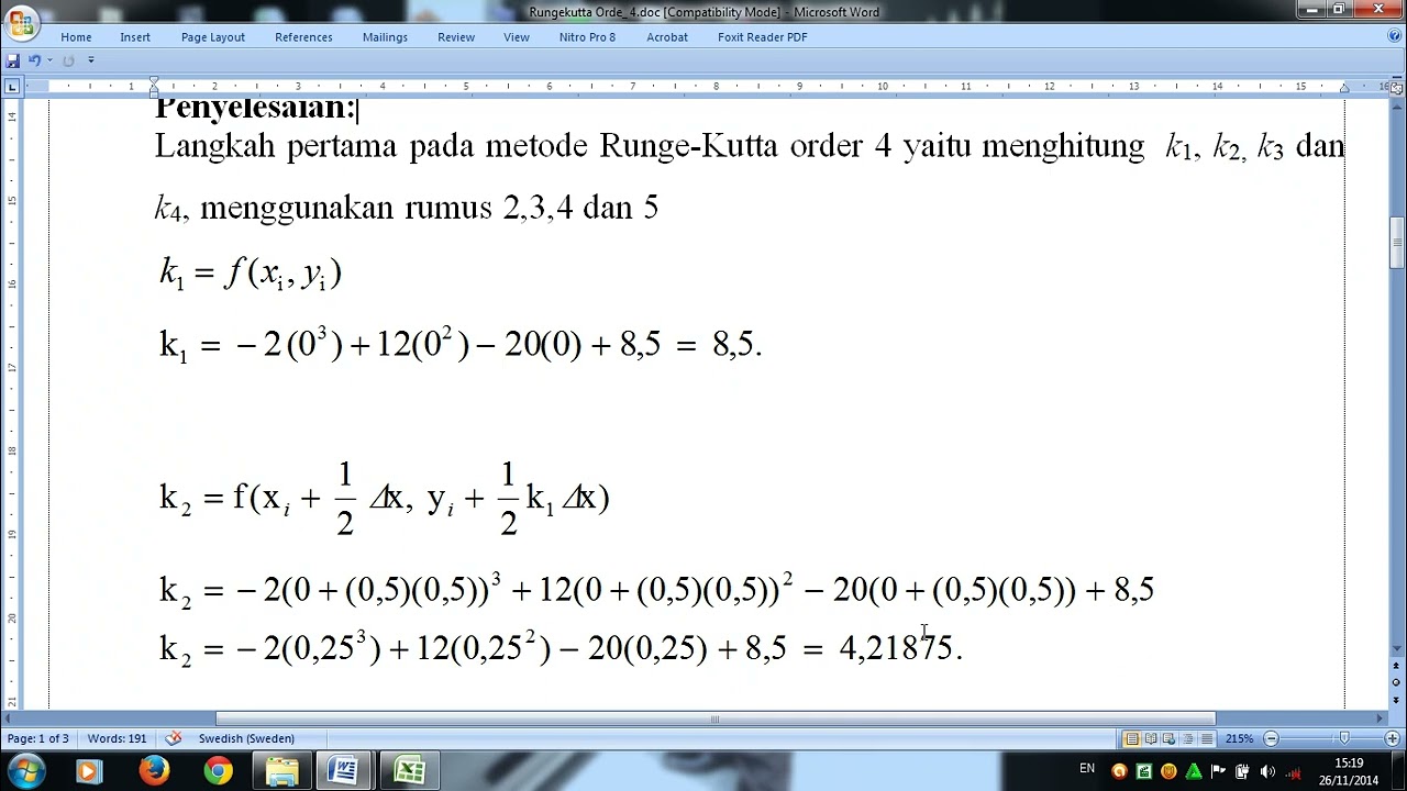 Penjelasan Metode Runge-Kutta Contoh Soal - YouTube