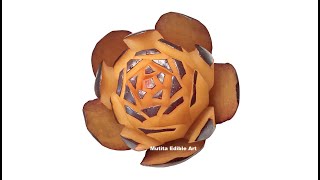 Rose Black Plum Simple Flower | Beginners Lessons 210 | Mutita Art Of Fruit \u0026 Vegetable Carving Vide