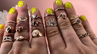 Collection of gold rings. Коллекция золотых колец без камней и кольца с фианитами.English subtiteles