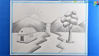 How to Draw a Scenery || Easy To Drawing ||  Pencil Sketch