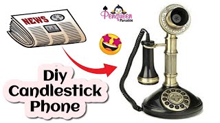 Diy Candlestick Phone using Newspaper | World telecommunication day | Telephone making