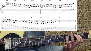 《 Guitar Exercise 15 》 Dominant 7th Chord --- 4度進行の連続 --- 【TAB ⇒ 概要欄】