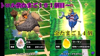 ドラクエウォーク　トロル紫たまご１０１個目～・金たまご１４個割り