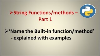 #python String Functions - Part 1| sample one mark questions| examples||explanation