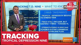 Tracking the Tropics: Tropical Depression Nine forms in the Caribbean; Florida in the cone