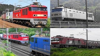 2018,6,1~3 貨物列車 いろいろいっぱい15本 山あいに響き渡るモーター音とジョイント音‼ 赤いろ青いろ銀いろ機関車牽引の高速貨物列車たち