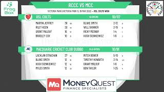 DDCA - WHITNEY CUP - Semi Final - RSL Colts (RSL) v Macquarie CC Dubbo (MCCD)