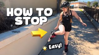 How to stop on inline skates using the heel brake + 3 other easy stops for beginners!