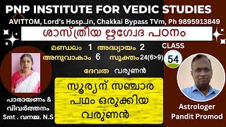 ശാസ്ത്രീയ ഋഗ്വേദപഠനം-ക്ലാസ്54.മണ്ഡലം1,സൂക്തം24(6to9)- സൂര്യന് സഞ്ചാരപഥം ഒരുക്കിയ വരുണൻ