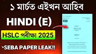 SEBA HSLC Exam 2025 Hindi Question Paper // 100% Common Hindi Q Paper Solution for HSLC Exam 2025