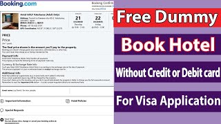 How to Book Hotel Without Credit card for Visa Application | Free Dummy Hotel Bo