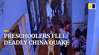 Footage shows quick evacuation of Chinese kindergarten amid deadly earthquake in Sichuan