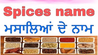 Spices Names in English and Punjabi | ਮਸਾਲਿਆਂ ਦੇ ਨਾਮ | 25 Spices name | Name of Spices