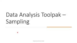 13 Statistics with Excel Data Analysis Toolpak Tutorial - SAMPLING