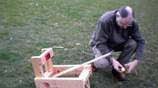 Loading and shooting my 'onager' torsion catapult