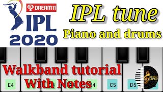Ipl theme on piano and drums,walkband  | with notes | ipl tune piano tutorial | ipl theme song |
