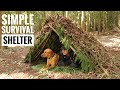 Easy-Build SURVIVAL SHELTER | Bushcraft Day Project | Debris Emergency Fort in the Woods