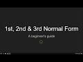 1st, 2nd and 3rd Normal Form (Database Normalisation)