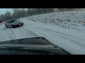 bmw e36 coupe and sedan winter tandem drifting practise in rude track.