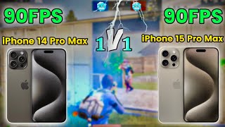 iPhone 15 Pro Max vs iPhone 14 Pro Max Bgmi Test | 90FPS vs 90FPS | best gameplay 2024 #iphone #bgmi