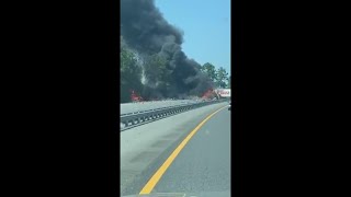 WATCH: Fiery wreck shuts down southbound I-75 in Lake City