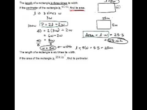 Finding the Perimeter or Area of a Rectangle when either one is given Finding the Perimeter or Area of a Rectangle when either one is given