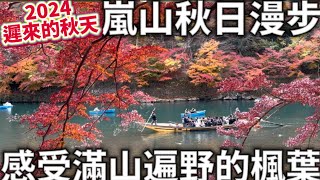 2024遲來的楓葉影片|京都嵐山秋日漫步|感受滿山遍野的楓葉|美食街的牛肉飯定食|嵐湯足部按摩|必去賞楓景點祐斎亭 |日本生活