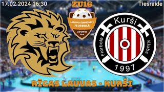 Florbols zēni U16. FK Kurši - Rīgas Lauvas. Liepājā, 17.02.2024.